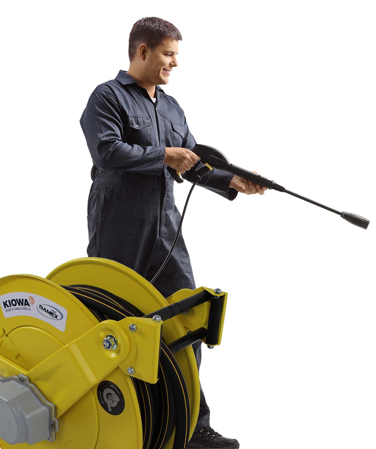 HoseMan慢速回收不锈钢高压清洗卷轴特写